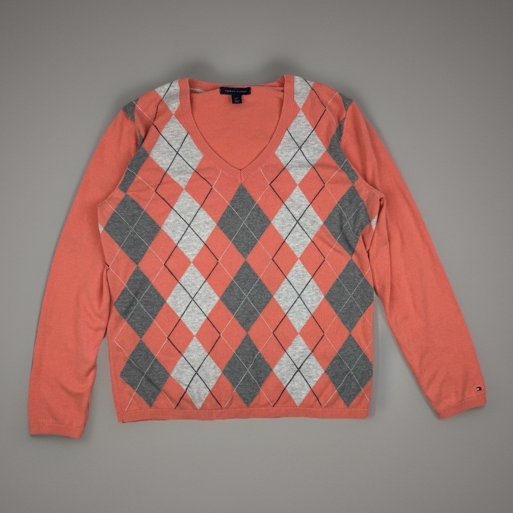 argyle sweater preppy golf grandpa core v neck pullover large